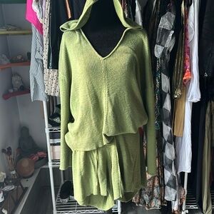 Free people knit hooded sweater set size m